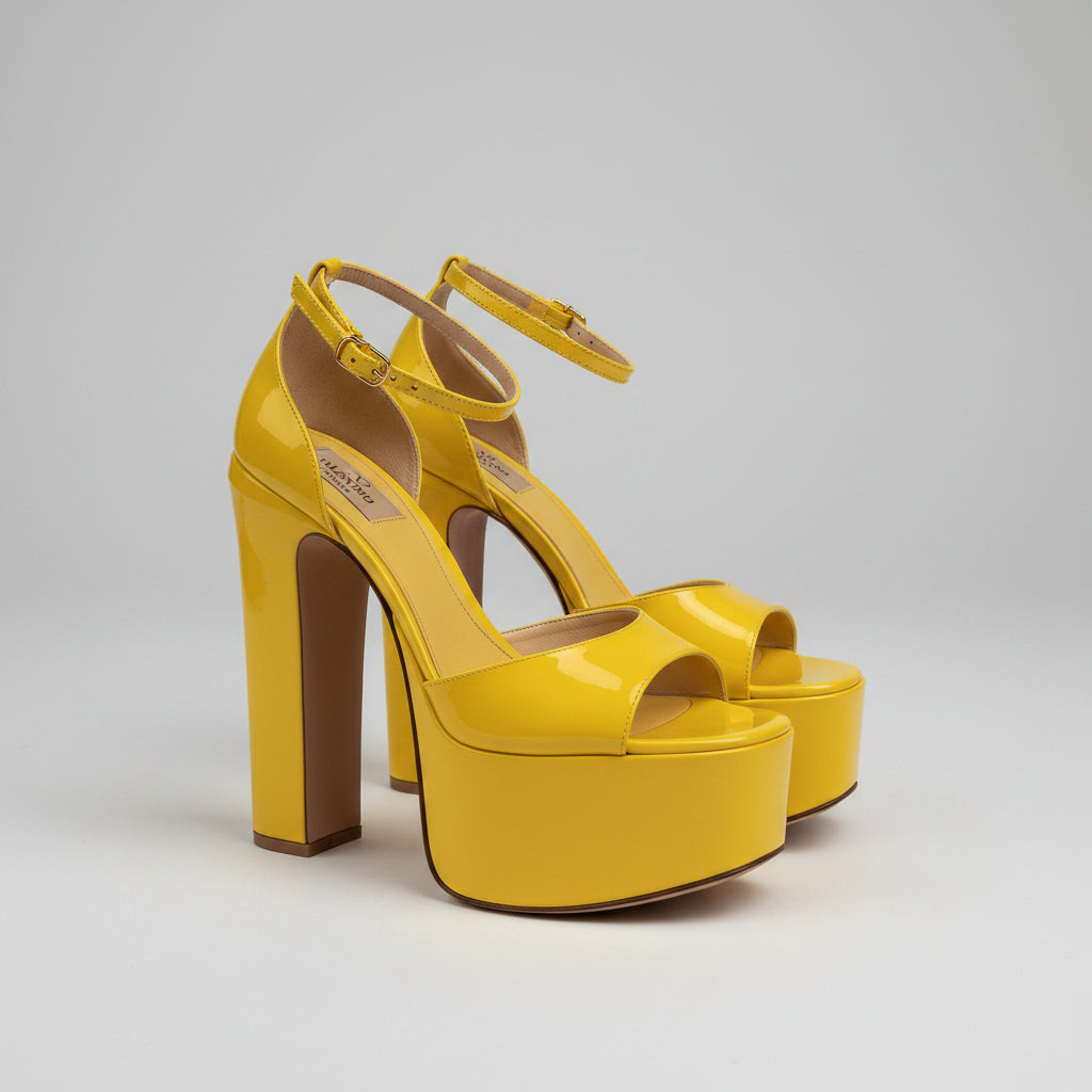 Valentino Garavani Tan-Go 155 Patent Leather Platform Sandals Size 38 | Designer Women's Heels