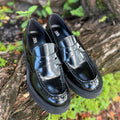 Zara Patent Chunky Penny Loafers Size 38