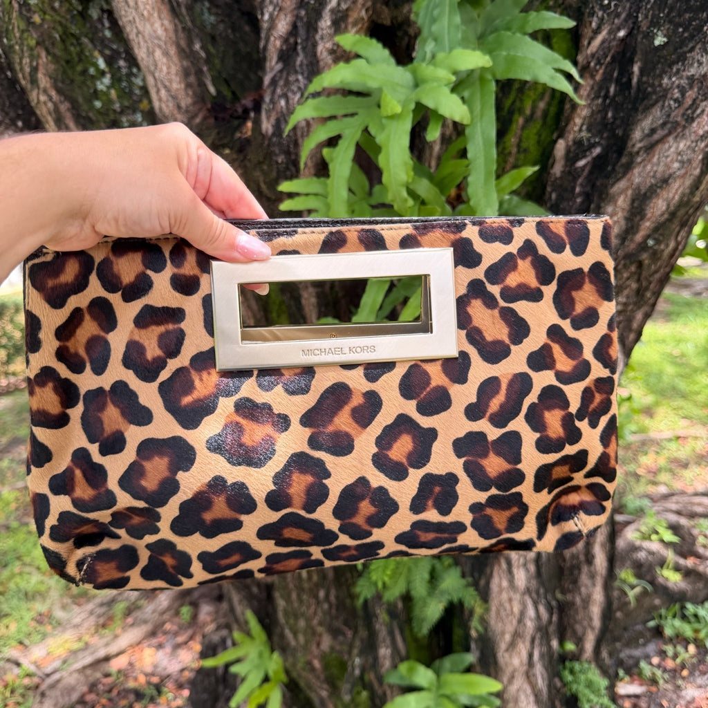 Michael Kors Leopard Print Clutch