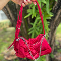 Zara Ruched Red Nylon Shoulder Bag