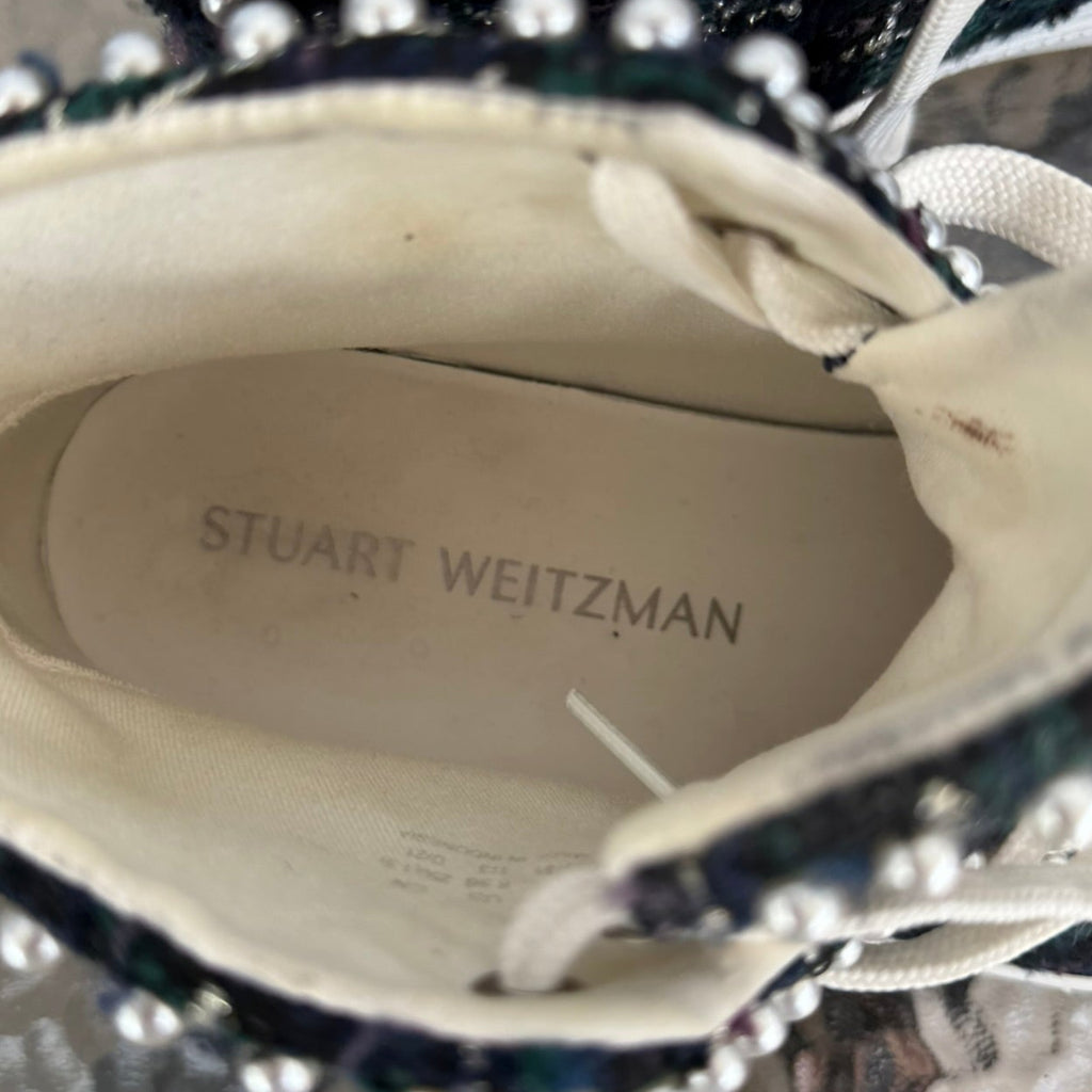 Stuart Weitzman Tweed Pearl High-Top Sneakers Size 39 (US 8.5)