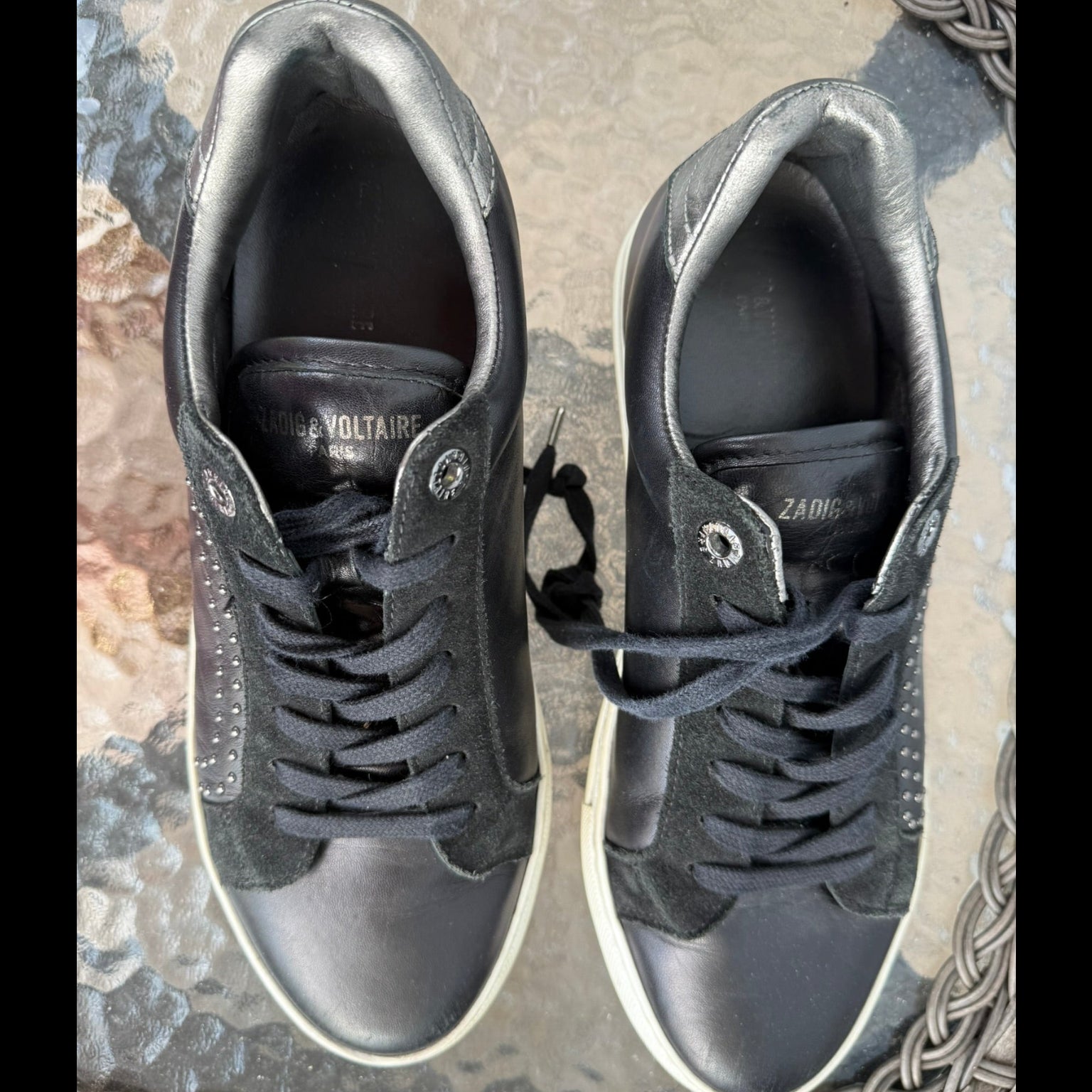 Zadig & Voltaire Metallic Leather Sneakers Size 41 (10)