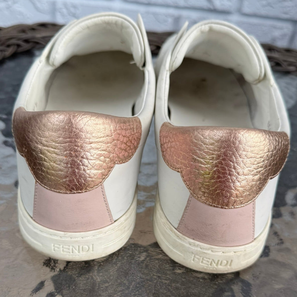Fendi Logo Stripe Leather Sneakers Size 40.5 (US 10.5)