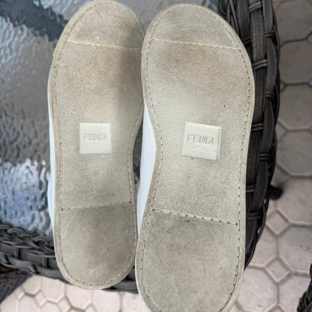 Fendi Logo Stripe Leather Sneakers Size 40.5 (US 10.5)