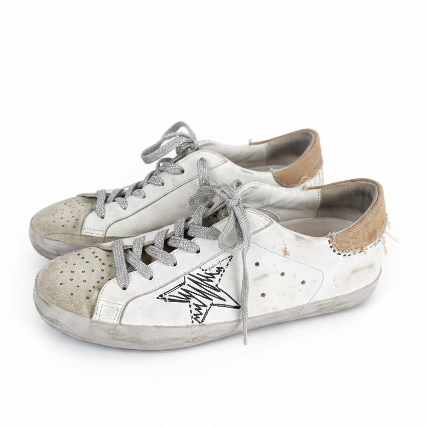 Golden Goose Super Star Distressed Sneakers Size 40