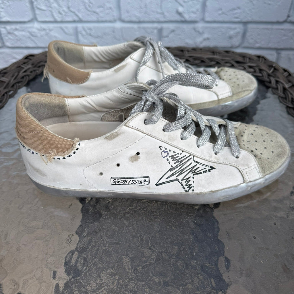 Golden Goose Super Star Distressed Sneakers Size 40