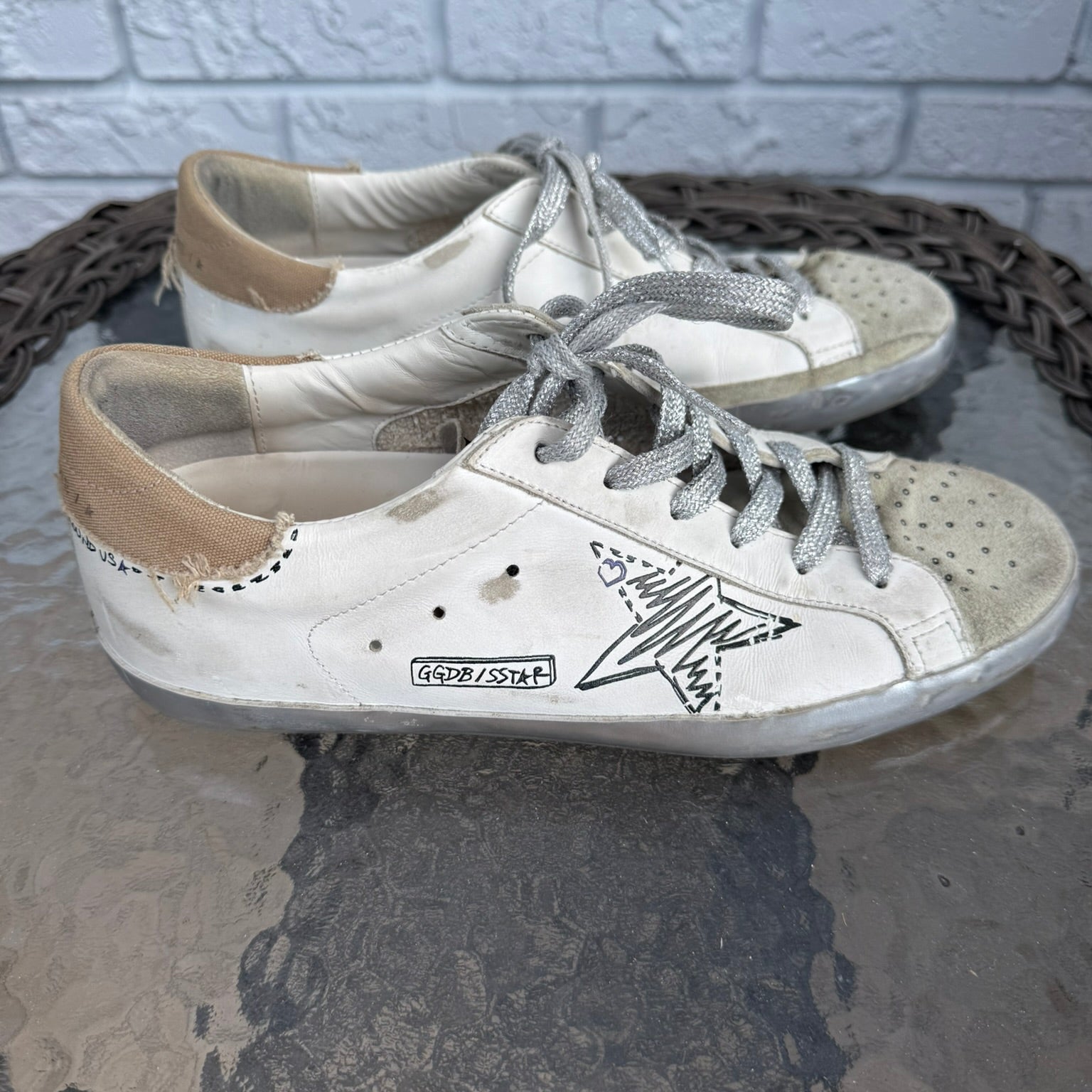 Golden Goose Super Star Distressed Sneakers Size 40