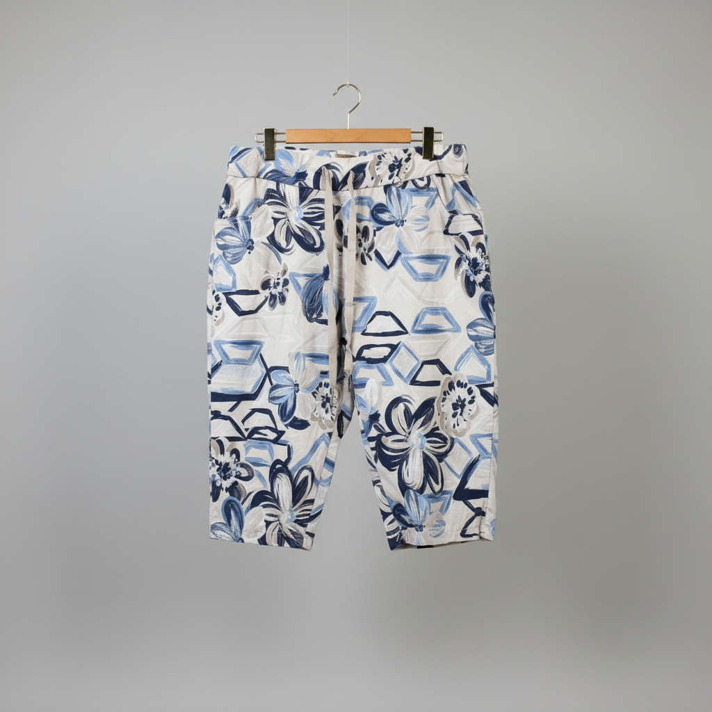 Brand Bazar Floral Print Drawstring Crop Pants Size Small