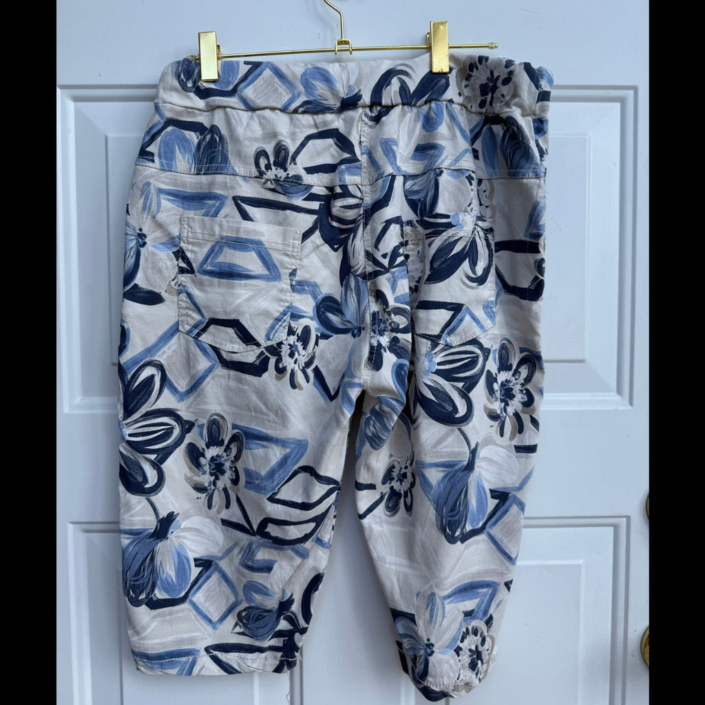 Brand Bazar Floral Print Drawstring Crop Pants Size Small