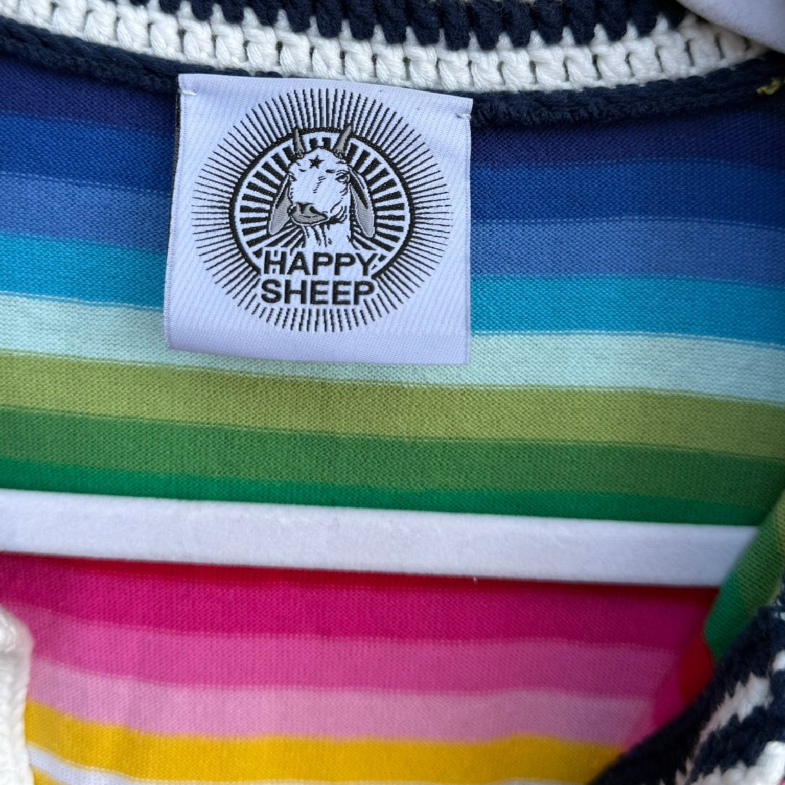 Happy Sheep Multicolored Striped Knit Polo Size Medium