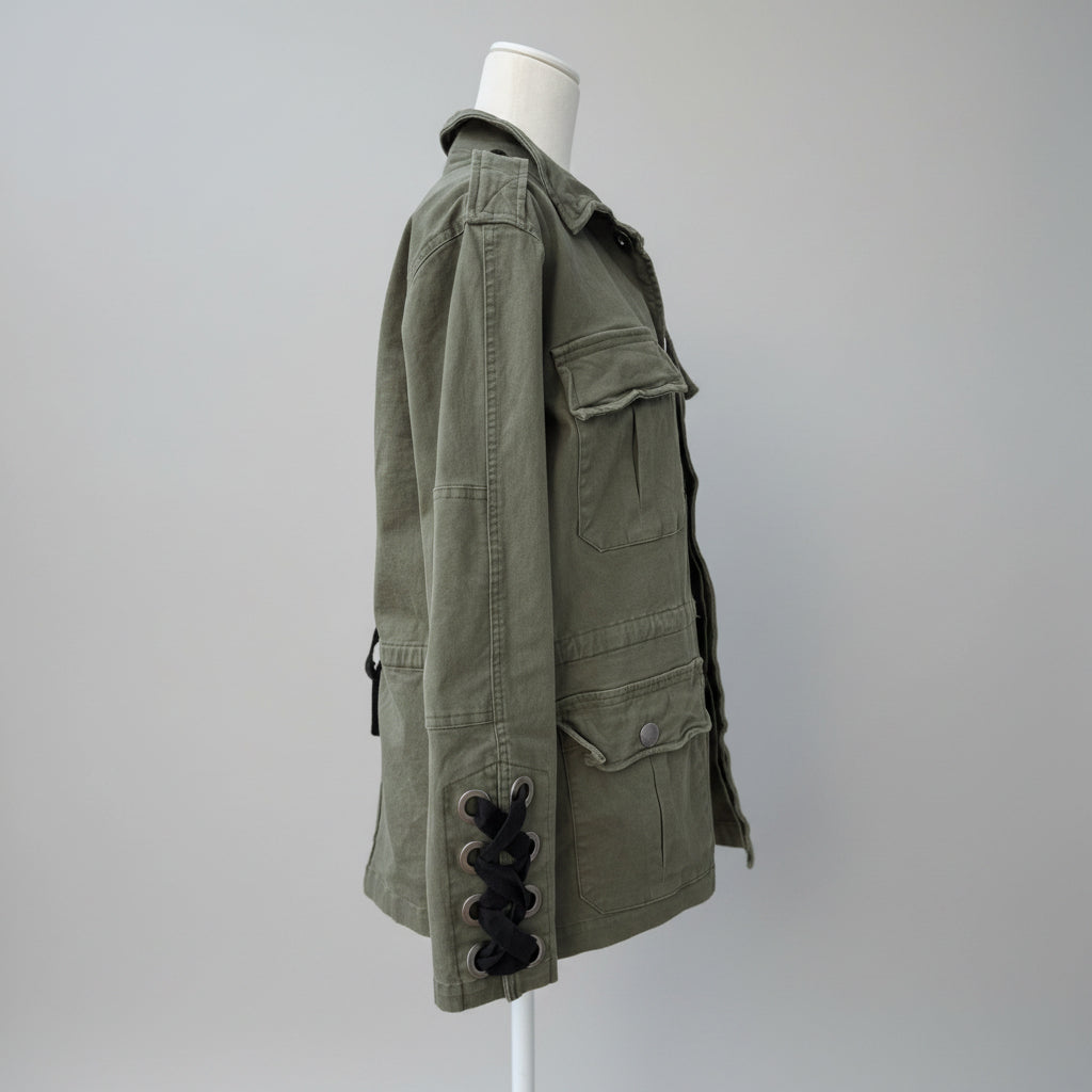 Olivaceous Olive Green Lace-Up Utility Jacket Size M/L