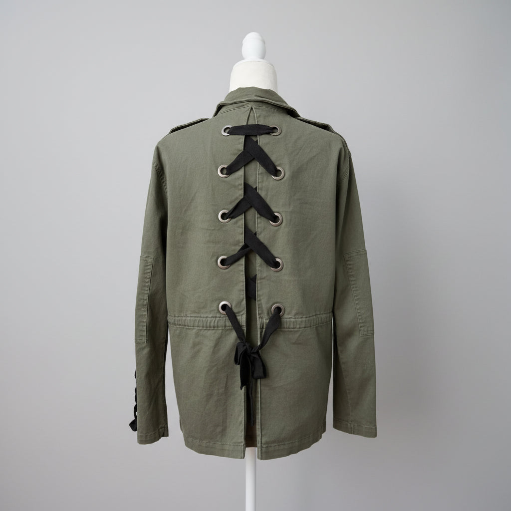 Olivaceous Olive Green Lace-Up Utility Jacket Size M/L
