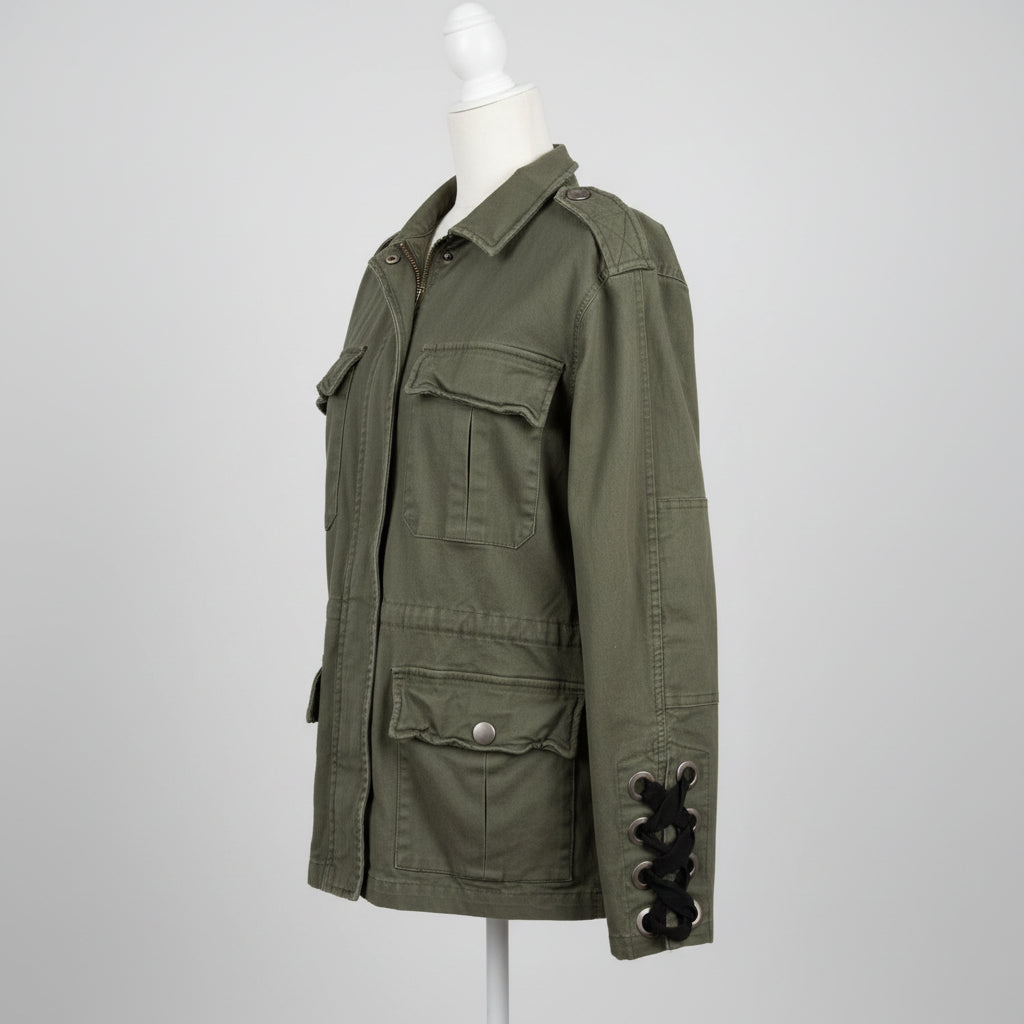 Olivaceous Olive Green Lace-Up Utility Jacket Size M/L