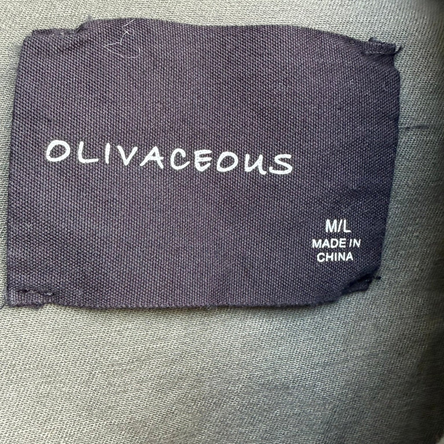 Olivaceous Olive Green Lace-Up Utility Jacket Size M/L