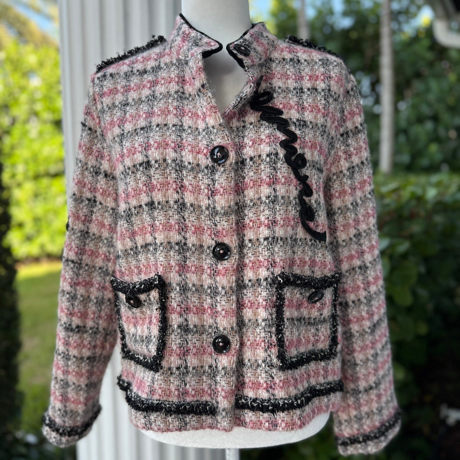 Tricot Chic Pink Tweed Jacket Size 10