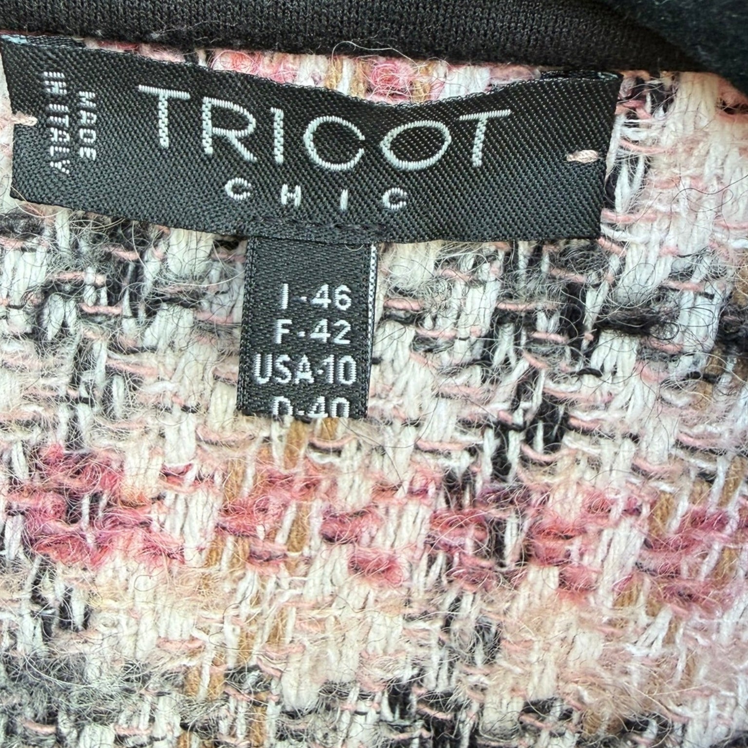 Tricot Chic Pink Tweed Jacket Size 10