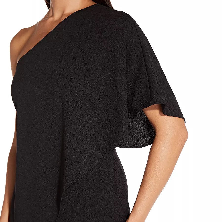 Adrianna Papell One-Shoulder Black Jumpsuit Size 14