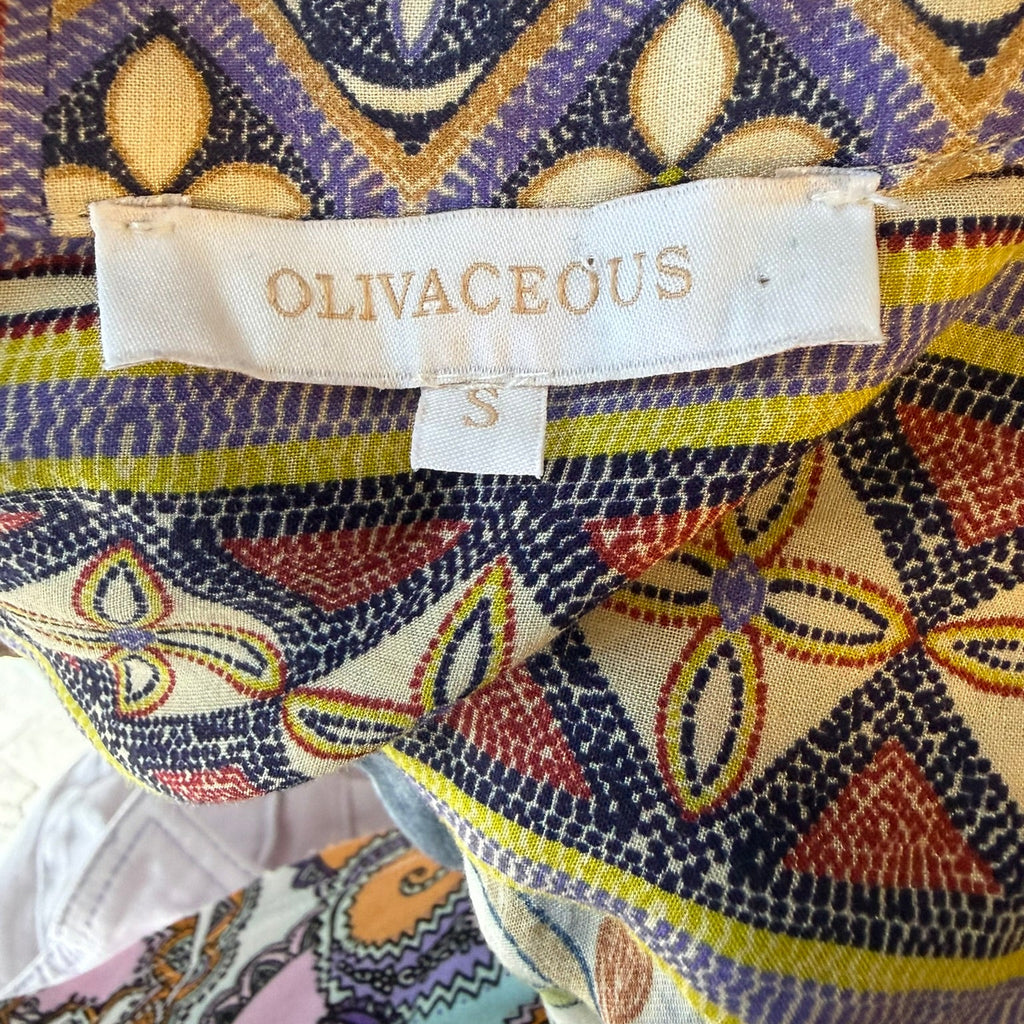 Olivaceous Printed Matching Button-Down Set (Top Size Small/ Shorts Size Medium)