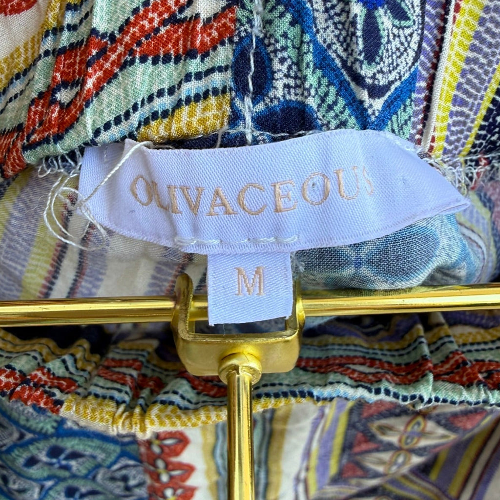 Olivaceous Printed Matching Button-Down Set (Top Size Small/ Shorts Size Medium)