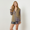 Olivaceous Printed Matching Button-Down Set (Top Size Small/ Shorts Size Medium)