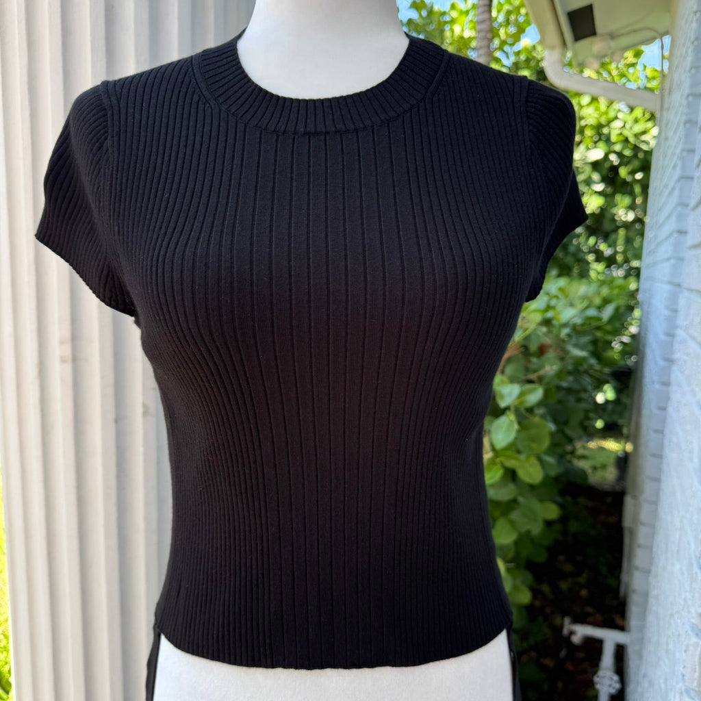AllSaints Ribbed Short Sleeve Top Size Medium