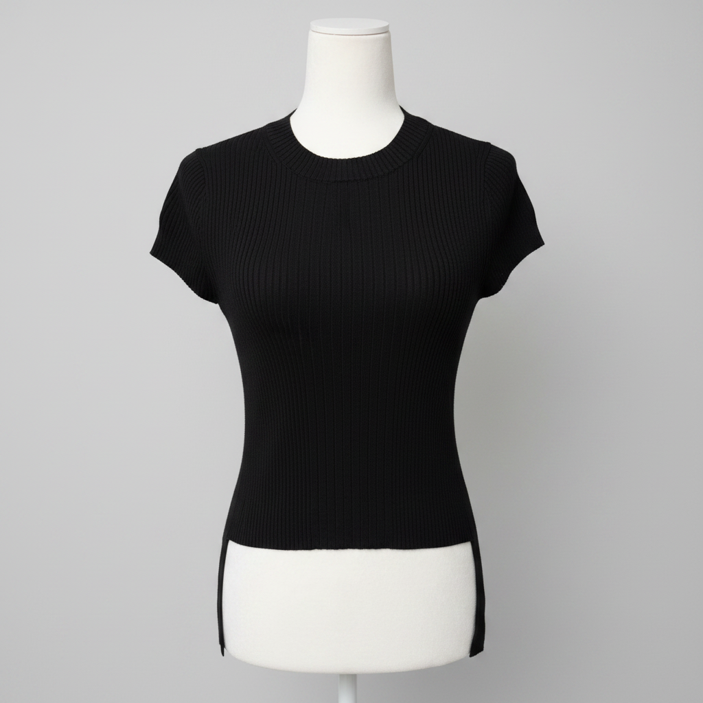 AllSaints Ribbed Short Sleeve Top Size Medium