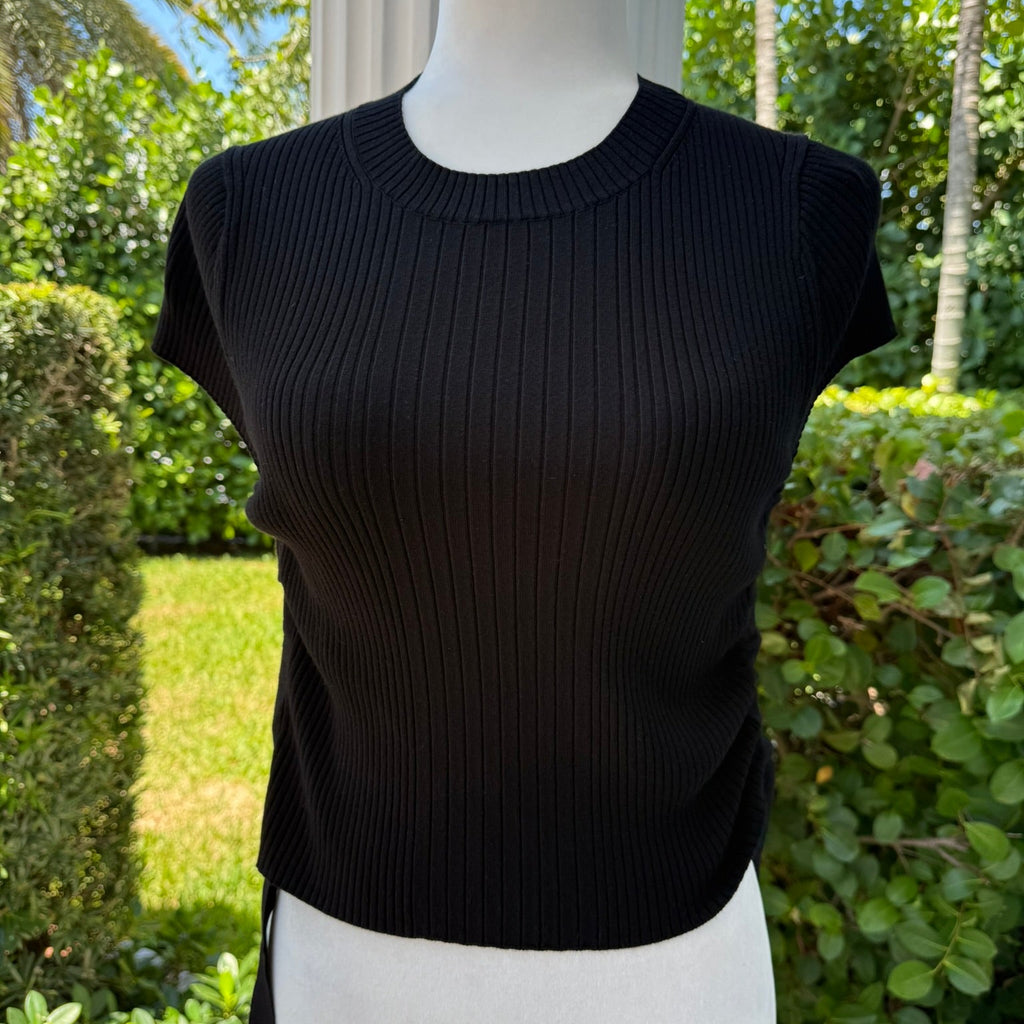 AllSaints Ribbed Short Sleeve Top Size Medium