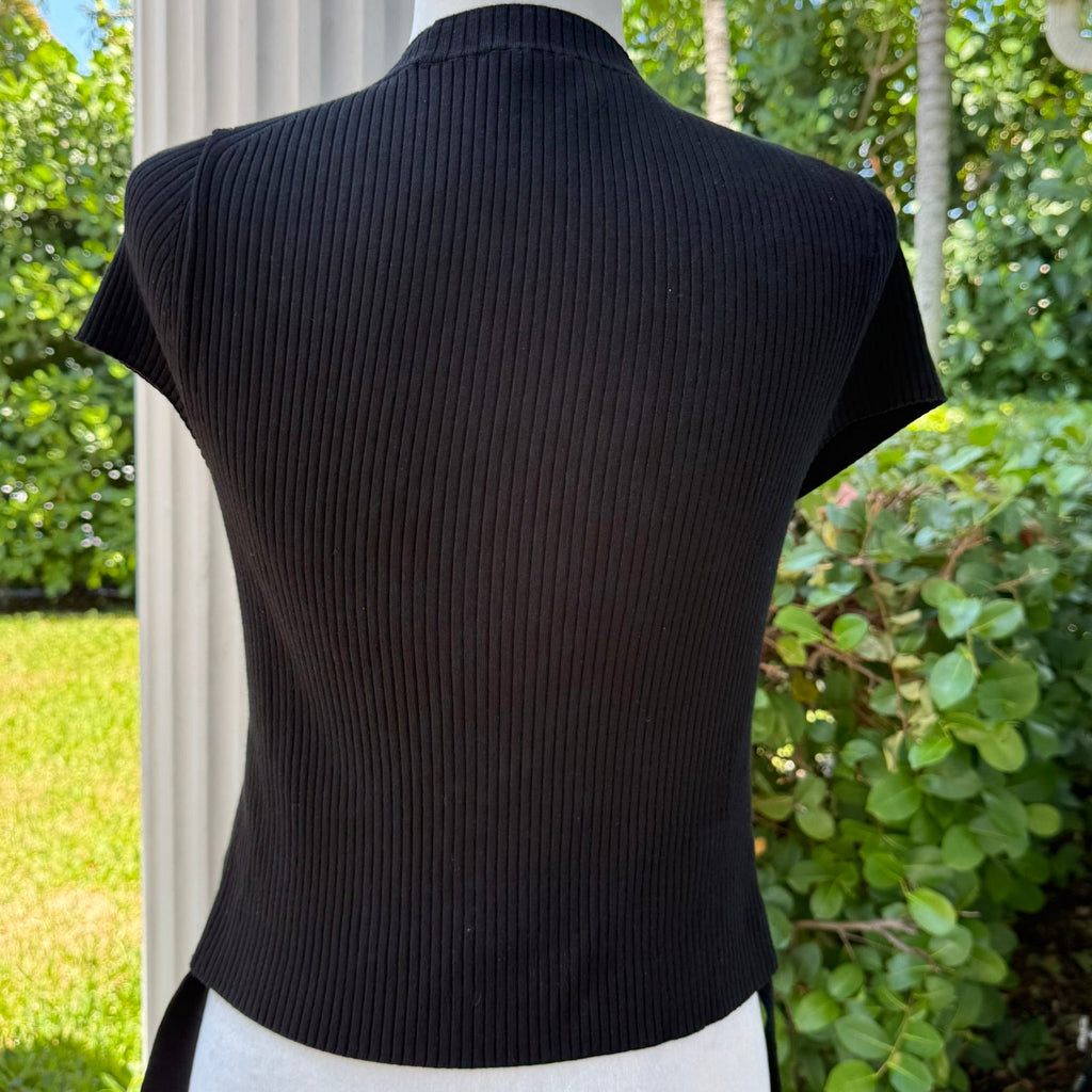 AllSaints Ribbed Short Sleeve Top Size Medium