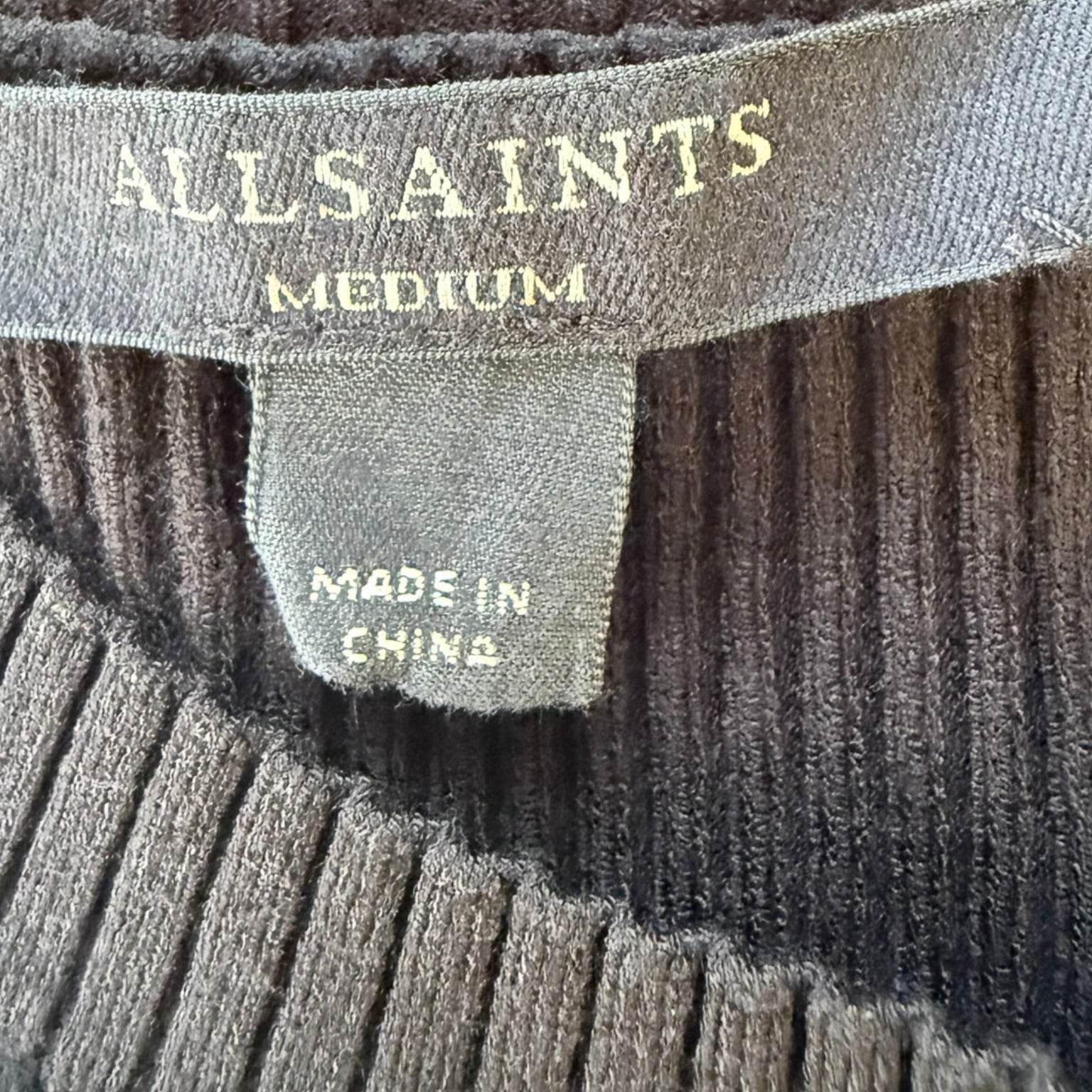 AllSaints Ribbed Short Sleeve Top Size Medium