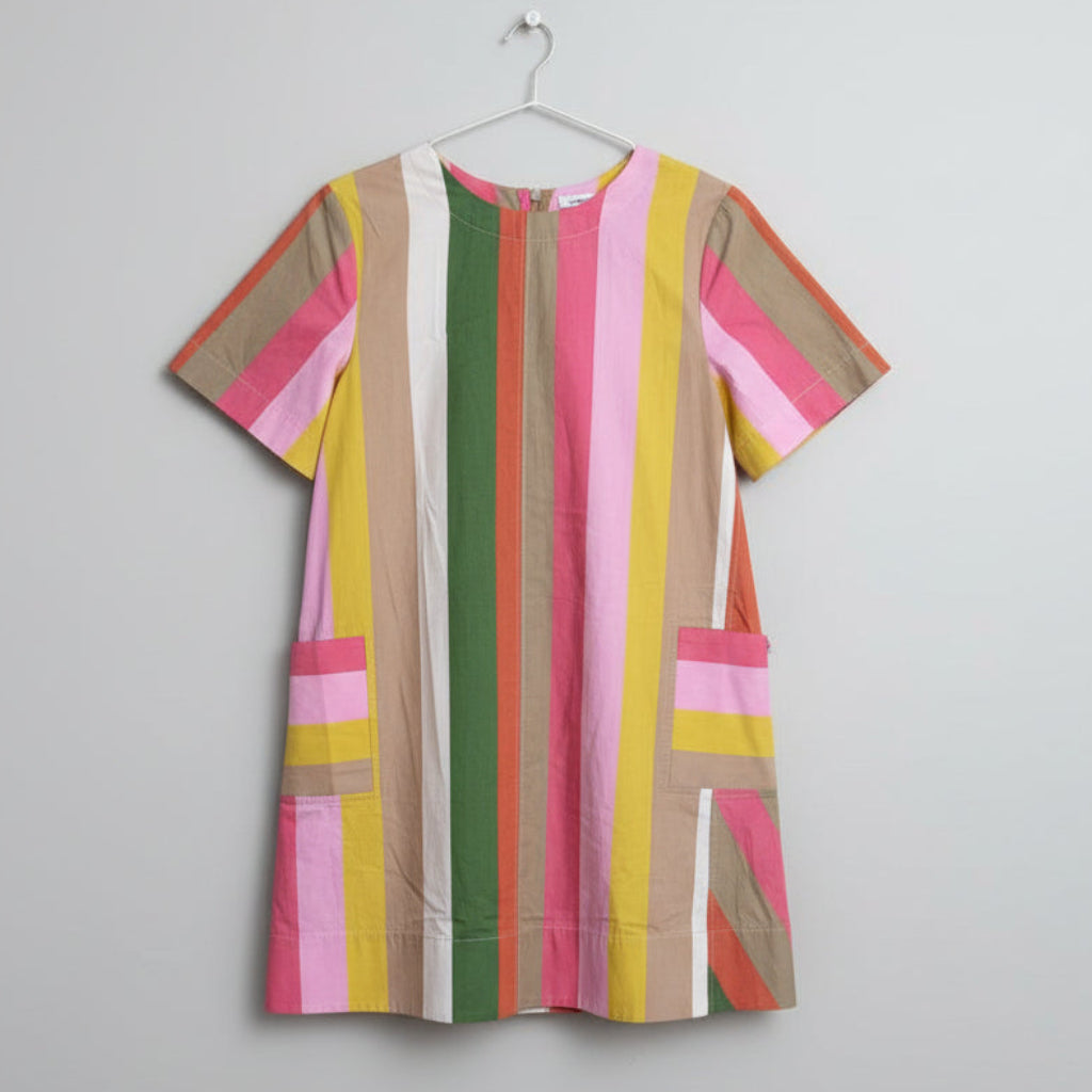 Maeve Multicolor Striped Cotton Dress Size S | Women's Midi Dress