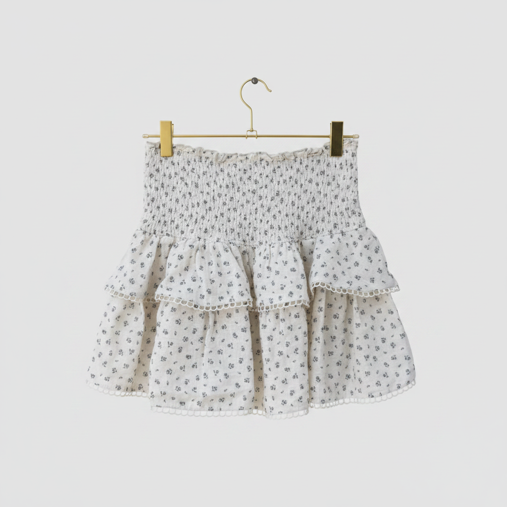 Olivaceous Floral Print Smocked Tiered Skirt Size Small