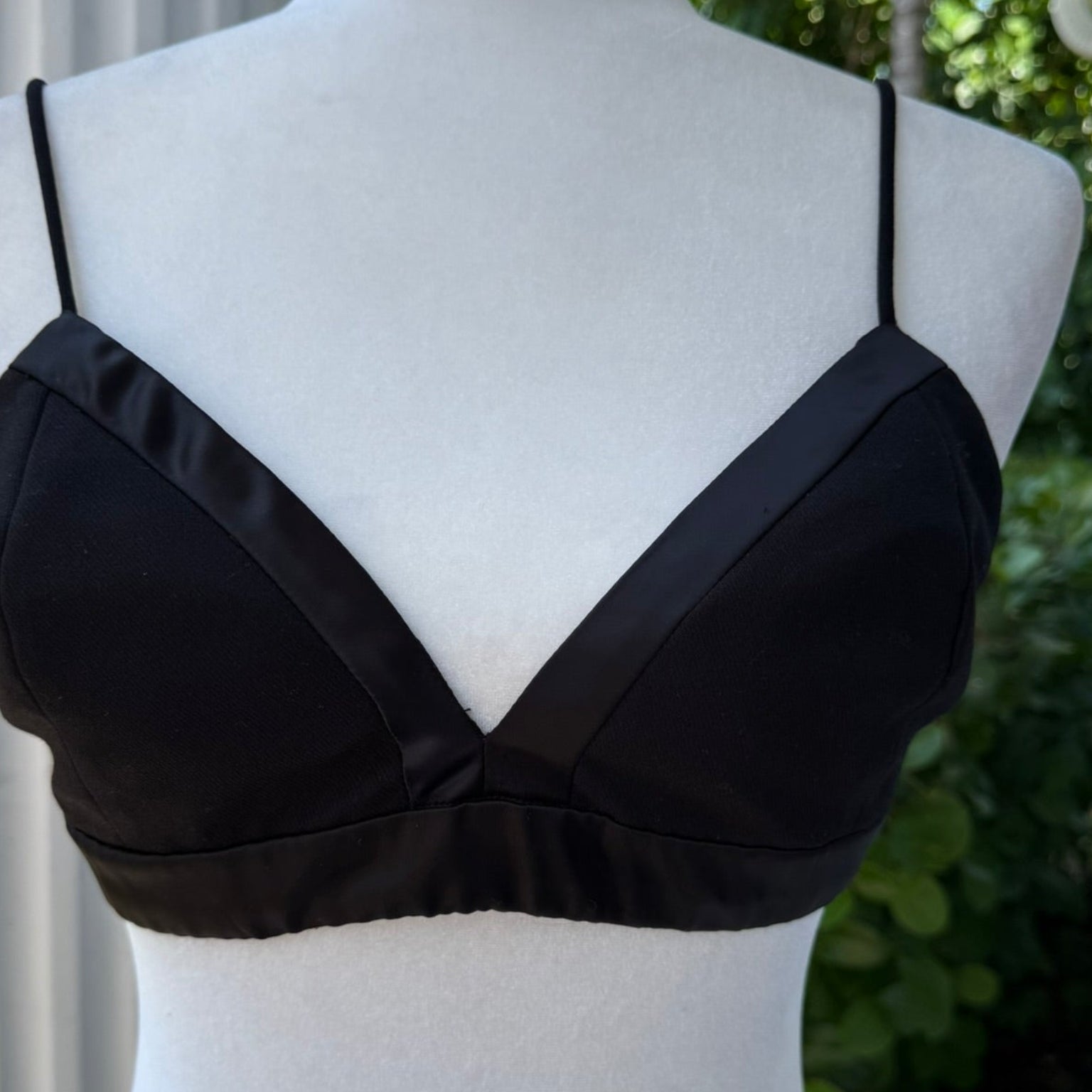 Grey Lab Black Satin Bralette Size Medium