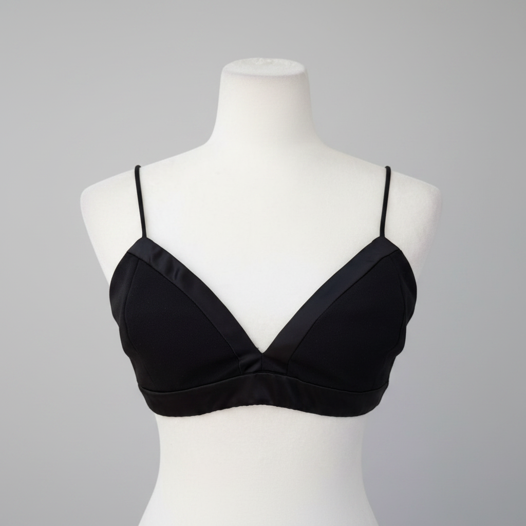 Grey Lab Black Satin Bralette Size Medium