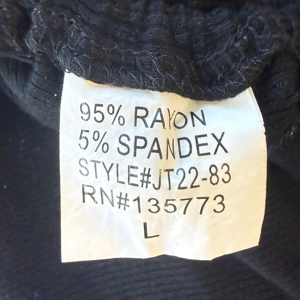 Olivaceous Ribbed Side-Ruched Black Top Size Large
