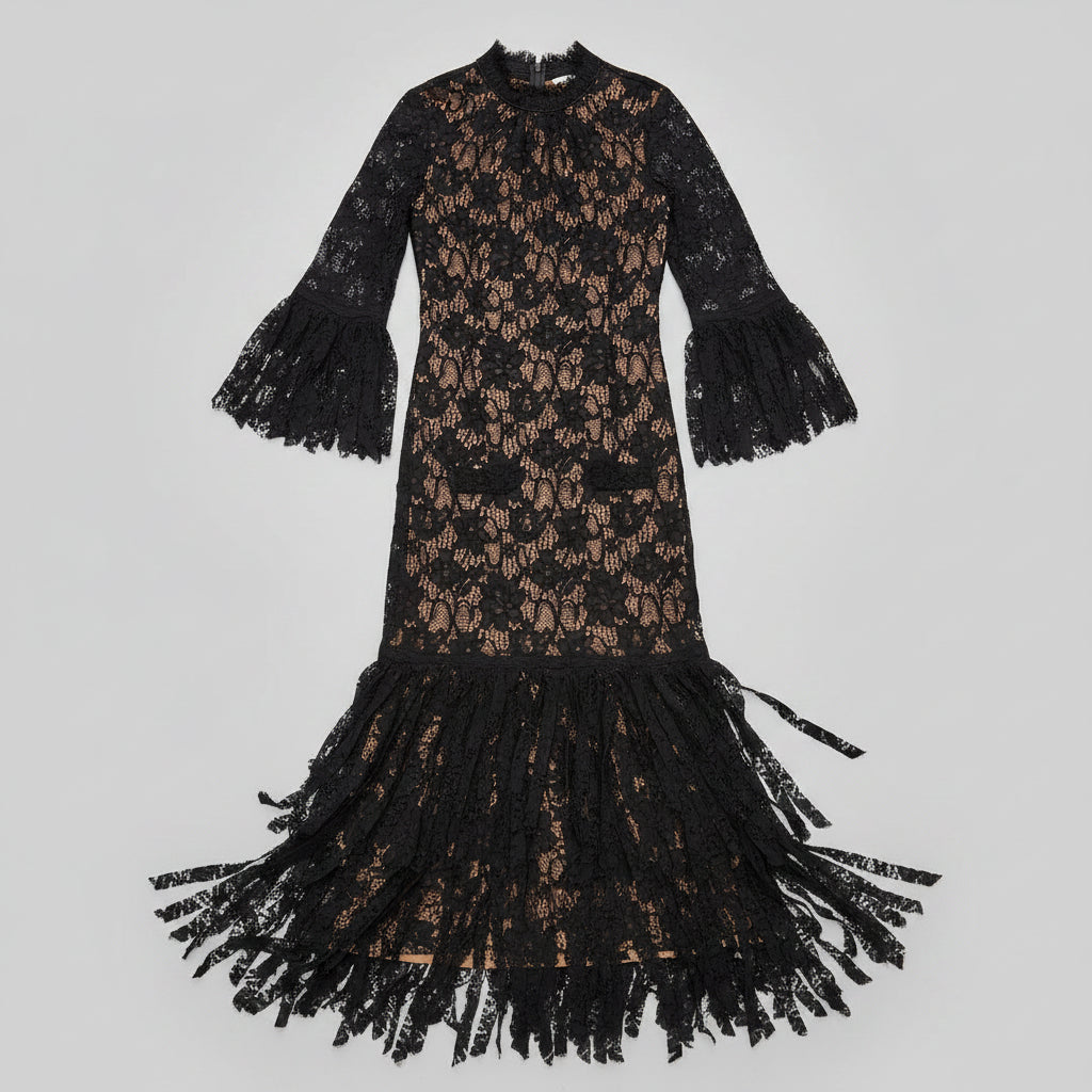 Alexis Black Lace Maxi Dress Size M
