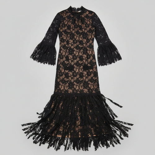 Alexis Black Lace Maxi Dress Size M
