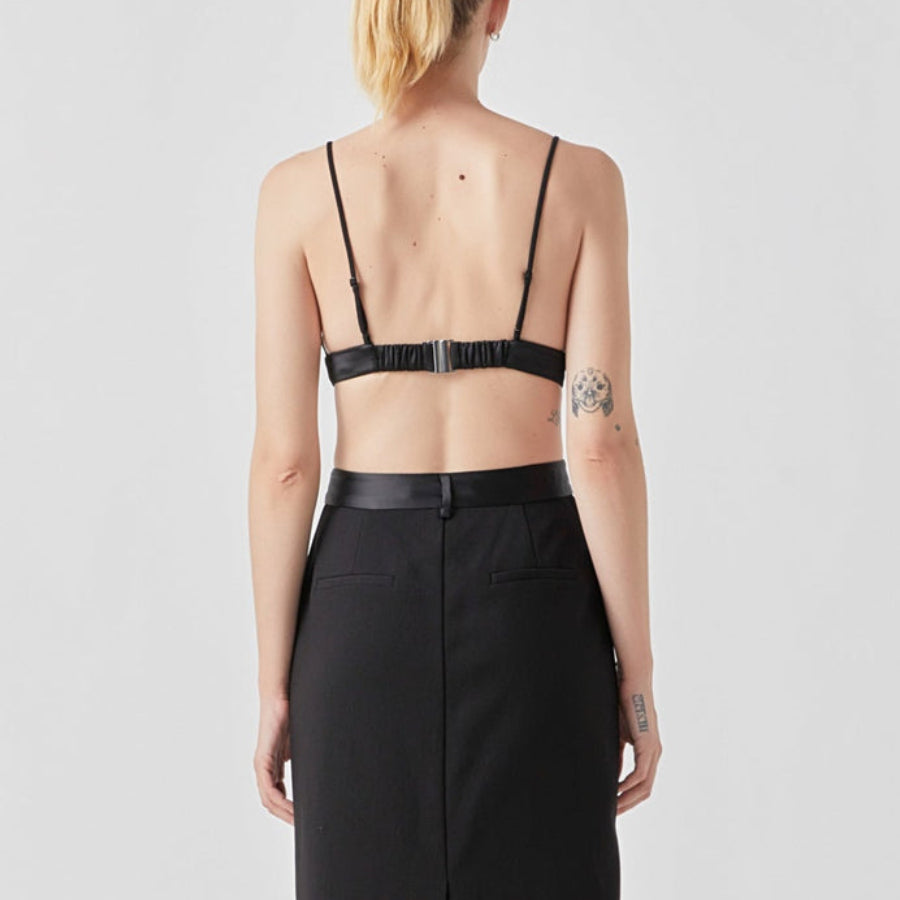 Grey Lab Black Satin Bralette Size Medium