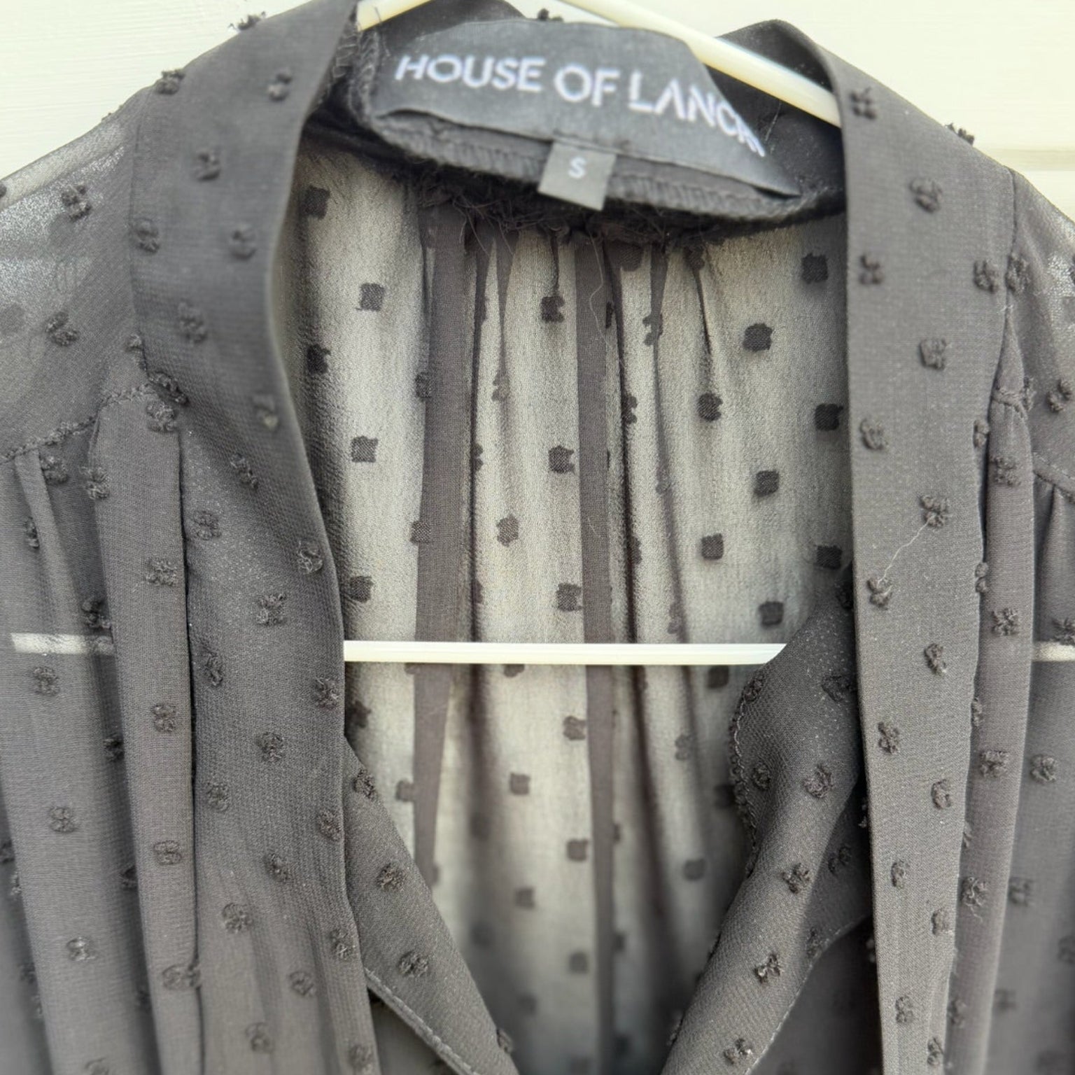House of Lancry Black Swiss Dot Maxi Dress Size S | Women's Elegant Maxi Dress