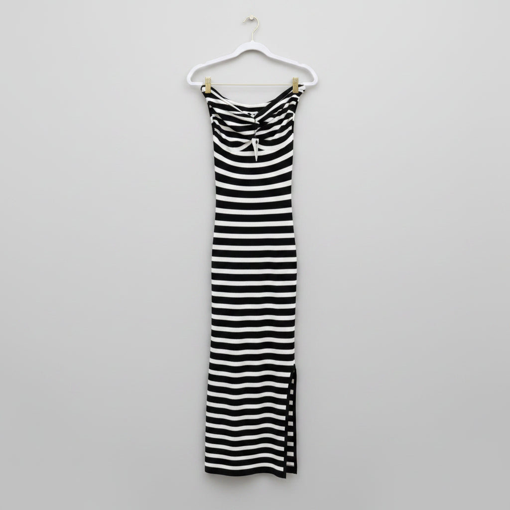 Miou Muse Striped Halter Maxi Dress Size M | Women's Sleeveless Maxi Dress
