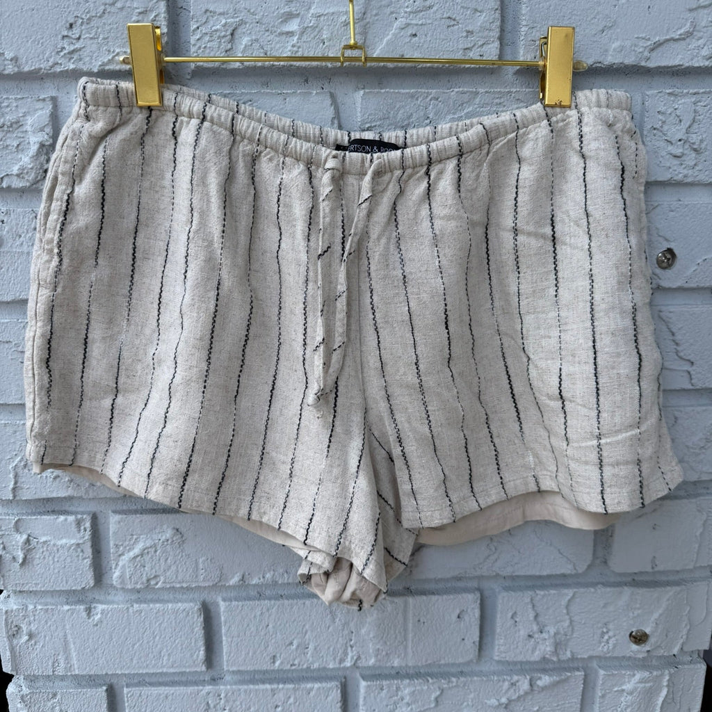 Robertson & Rodeo Striped Linen-Blend Shorts Size Medium