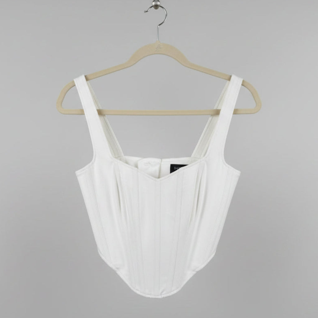 Bardot White Fitted Corset Bustier Top NWT Size 4 | Designer Women's Top