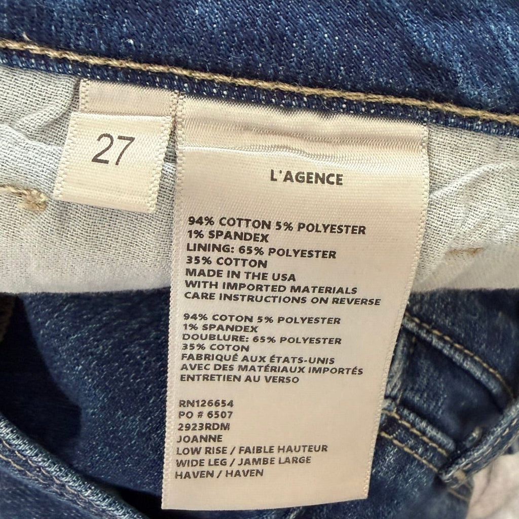 L'Agence Joanne Low-Rise Wide Leg Jeans Size 27 me