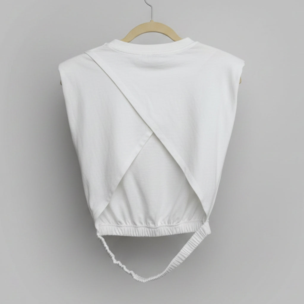 Grey Lab White Shoulder Pad Top Size XS | Structured Cotton Tee
