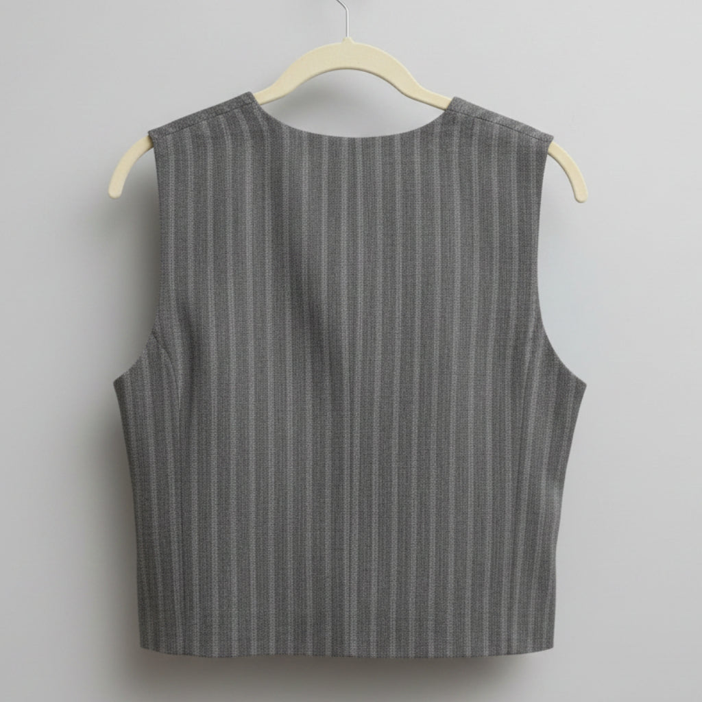Zara Herringbone Tailored Waistcoat Size S | Gray Button-Front Vest