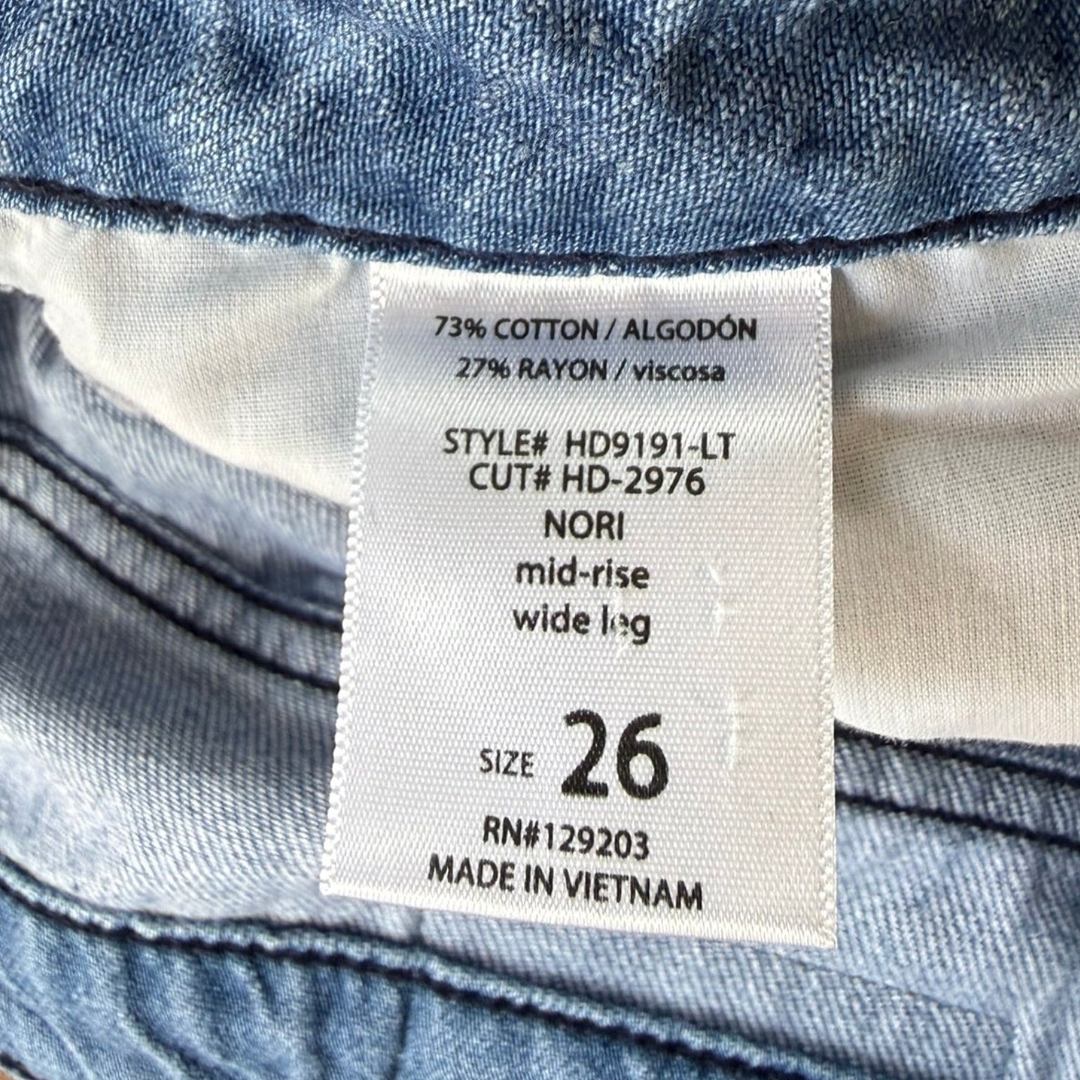 Hidden Los Angeles Mid-Rise Wide-Leg Jeans Size 26