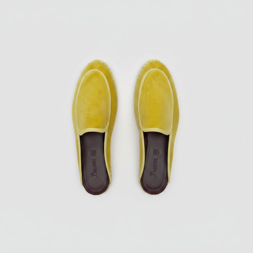 Flabelus Bruna Yellow Velvet Slippers Size 39 | Women's Mary Jane Flats