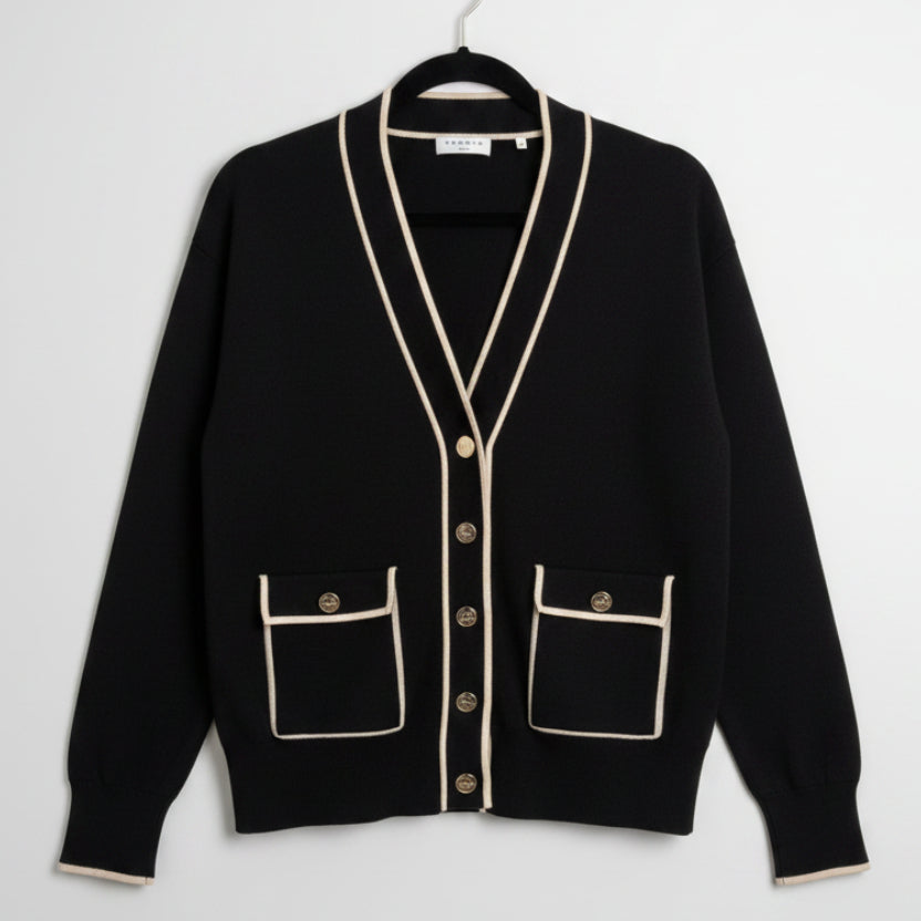 Sandro Paris Contrast Trim Cardigan Size Medium