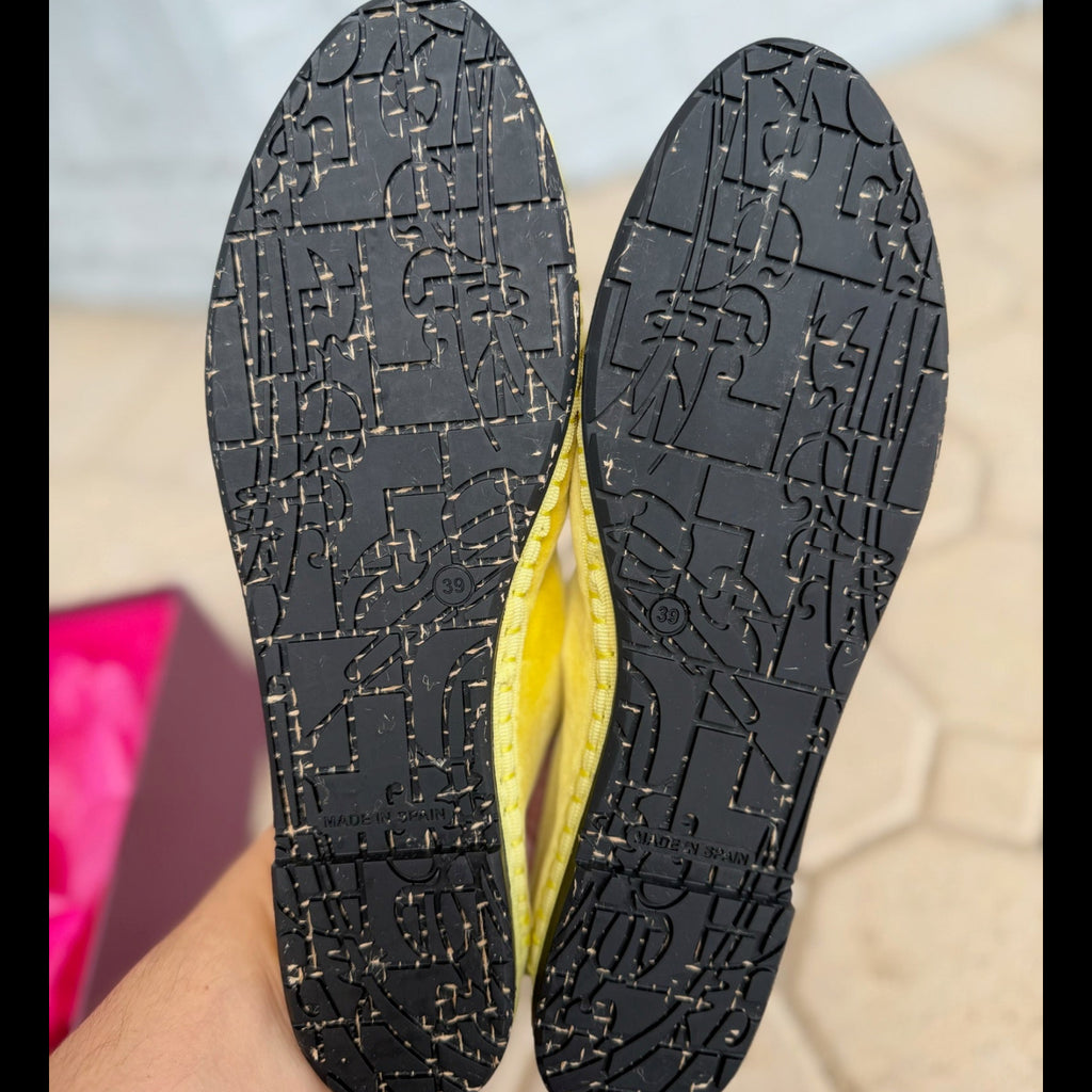 Flabelus Bruna Yellow Velvet Slippers Size 39 | Women's Mary Jane Flats