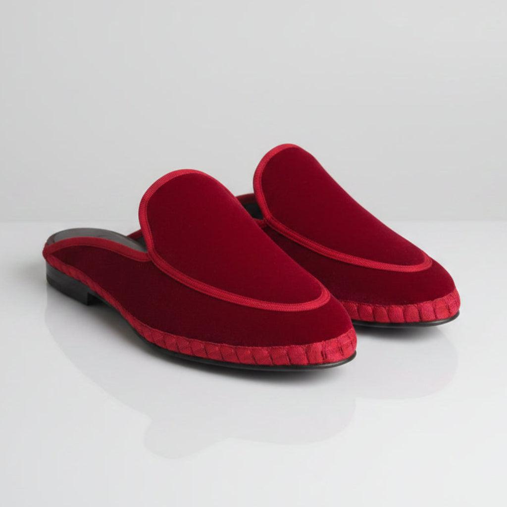 Flabelus Bruna Red Velvet Slippers Size 39 | Women's Mary Jane Flats