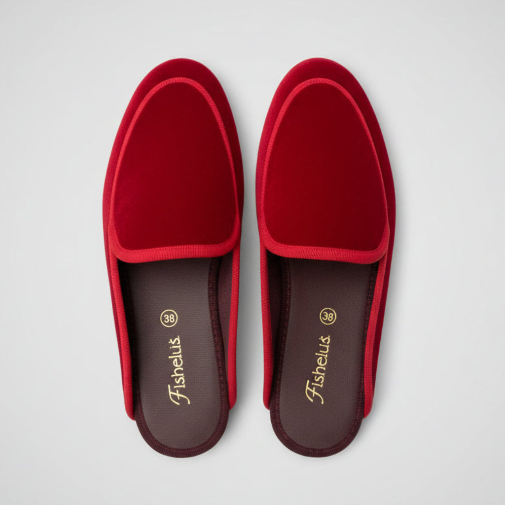 Flabelus Bruna Red Velvet Slippers Size 39 | Women's Mary Jane Flats